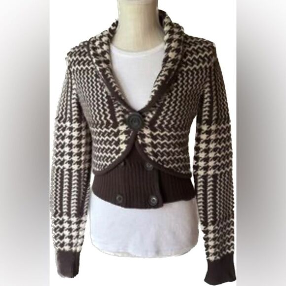 Anthropologie Cartonnier - Wool Brown Jabberwocky Cardigan Sweater - size L NWOT - Picture 2 of 10
